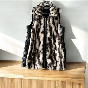 Marc New York Andrew Marc Faux Fur Long Vest ~ Size L